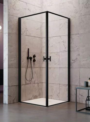 Zuhanykabin, Radaway Nes Black KDD I Frame szögletes fekete zuhanykabin 90x90 átlátszó