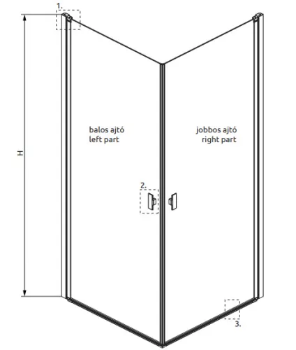 Zuhanykabin, Radaway Nes Black KDD I Frame szögletes fekete zuhanykabin 90x100 átlátszó