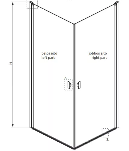 Zuhanykabin, Radaway Nes Black KDD I Factory szögletes fekete zuhanykabin 90x80 átlátszó