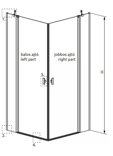 Zuhanykabin, Radaway Nes KDD II szögletes zuhanykabin 100x90 átlátszó