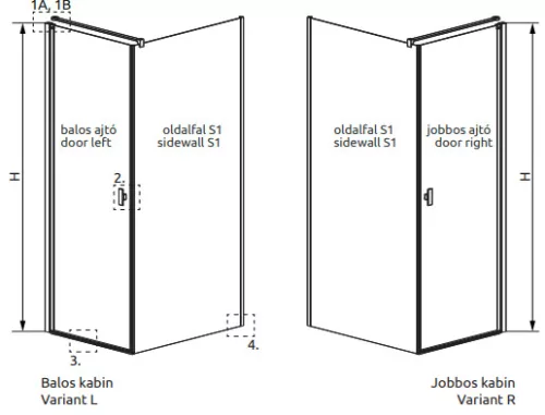 Zuhanykabin, Radaway Nes KDJ I szögletes zuhanykabin 100x100 átlátszó jobbos