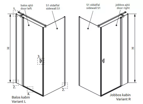 Zuhanykabin, Radaway Nes KDJ II szögletes zuhanykabin 100x75 átlátszó jobbos