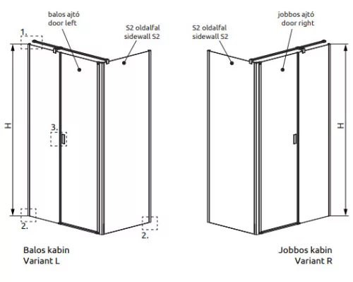 Zuhanykabin, Radaway Nes KDS II szögletes zuhanykabin 120x75 átlátszó jobbos