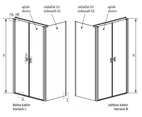 Zuhanykabin, Radaway Nes DWD+S szögletes zuhanykabin 110x100 átlátszó