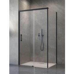   Zuhanykabin, Radaway Idea Black KDS szögletes fekete zuhanykabin 100x110 átlátszó jobbos