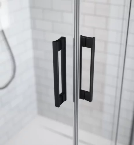 Zuhanykabin, Radaway Idea Black KDS szögletes fekete zuhanykabin 110x70 átlátszó balos