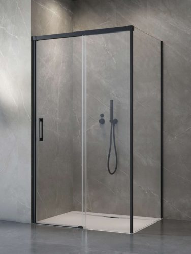 Zuhanykabin, Radaway Idea Black KDS szögletes fekete zuhanykabin 110x75 átlátszó jobbos