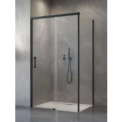   Zuhanykabin, Radaway Idea Black KDS szögletes fekete zuhanykabin 150x80 átlátszó balos