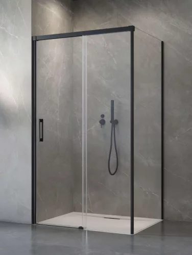 Zuhanykabin, Radaway Idea Black KDS szögletes fekete zuhanykabin 160x80 átlátszó balos