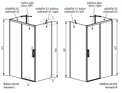 Zuhanykabin, Radaway Idea KDJ+S szögletes zuhanykabin 100x100 átlátszó jobbos