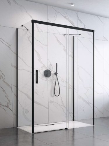 Zuhanykabin, Radaway Idea Black KDJ+S szögletes fekete zuhanykabin 160x80 átlátszó balos