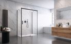 Zuhanykabin, Radaway Idea Black KDJ+S szögletes fekete zuhanykabin 160x80 átlátszó balos