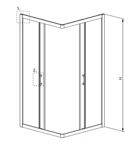 Zuhanykabin, Radaway Premium Plus C1700 szögletes zuhanykabin 90x90 fabrik üveggel