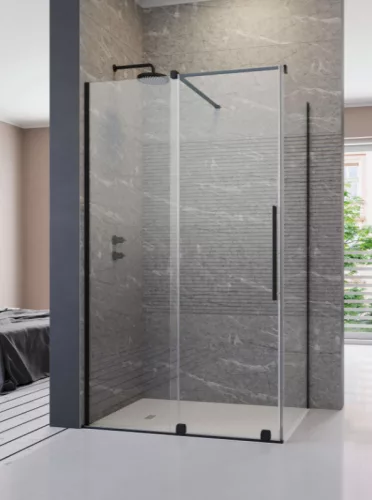 Zuhanykabin, Radaway Furo Black KDJ szögletes fekete zuhanykabin 160x75 átlátszó balos