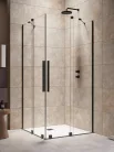 Zuhanykabin, Radaway Furo Black KDD szögletes fekete zuhanykabin 80x120 átlátszó