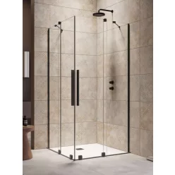   Zuhanykabin, Radaway Furo Black KDD szögletes fekete zuhanykabin 90x100 átlátszó