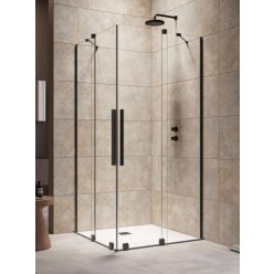   Zuhanykabin, Radaway Furo Black KDD szögletes fekete zuhanykabin 100x80 átlátszó