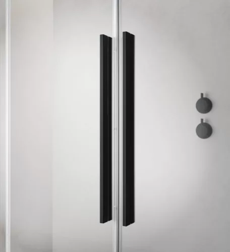 Zuhanykabin, Radaway Furo Black KDD szögletes fekete zuhanykabin 120x110 átlátszó