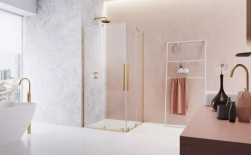 Zuhanykabin, Radaway Furo Gold KDD szögletes arany zuhanykabin 80x110 átlátszó