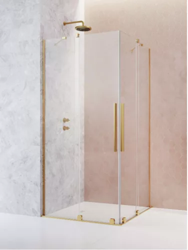 Zuhanykabin, Radaway Furo Gold KDD szögletes arany zuhanykabin 120x80 átlátszó