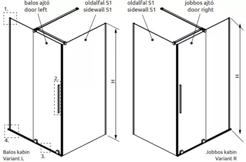 Zuhanykabin, Radaway Furo Gold KDJ szögletes arany zuhanykabin 130x75 átlátszó jobbos