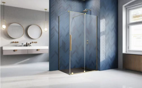 Zuhanykabin, Radaway Furo Gold KDJ szögletes arany zuhanykabin 130x75 átlátszó jobbos