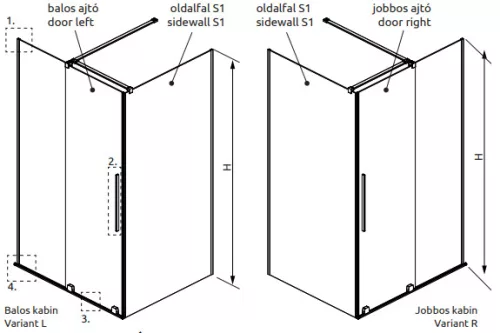Zuhanykabin, Radaway Furo KDJ szögletes zuhanykabin 120x75 átlátszó jobbos