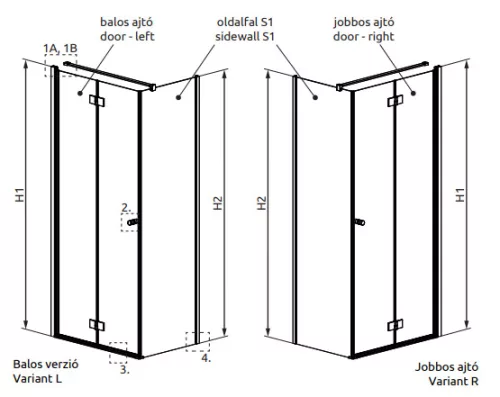 Zuhanykabin, Radaway Essenza KDJ-B szögletes zuhanykabin 80x90 átlátszó jobbos
