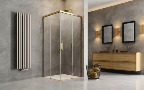 Zuhanykabin, Radaway Idea Gold KDD szögletes arany zuhanykabin 90x90 átlátszó