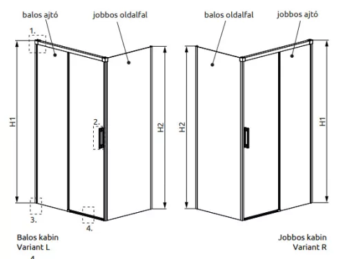 Zuhanykabin, Radaway Idea Gold KDJ szögletes arany zuhanykabin 160x90 átlátszó jobbos