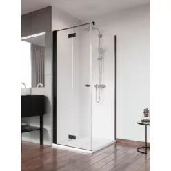   Zuhanykabin, Radaway Nes Black KDJ-B szögletes fekete zuhanykabin 80x80 átlátszó balos