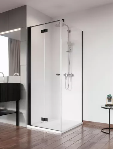 Zuhanykabin, Radaway Nes Black KDJ-B szögletes fekete zuhanykabin 100x90 átlátszó balos