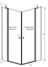 Zuhanykabin, Radaway Eos KDD II szögletes zuhanykabin 80x90 átlátszó