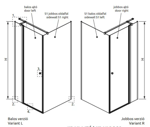 Zuhanykabin, Radaway Eos KDJ II szögletes zuhanykabin 100x75 átlátszó balos