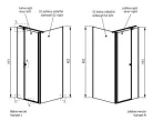 Zuhanykabin, Radaway Eos KDS II szögletes zuhanykabin 90x70 átlátszó balos