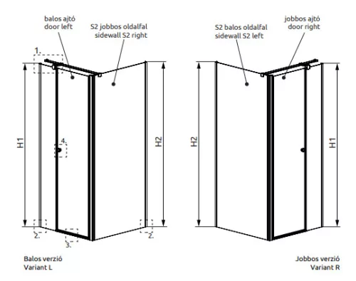 Zuhanykabin, Radaway Eos KDS II szögletes zuhanykabin 120x70 átlátszó balos