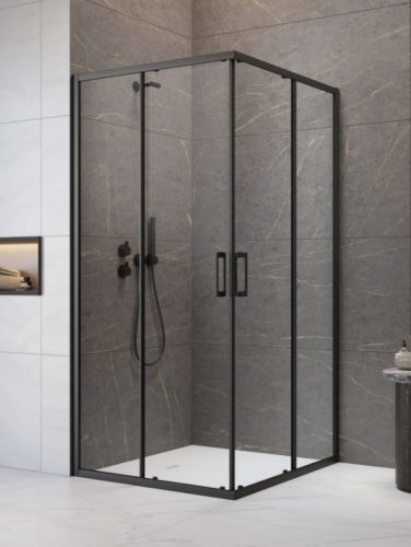 Zuhanykabin, Radaway Premium Pro Black KDD szögletes fekete zuhanykabin 80x100 átlátszó