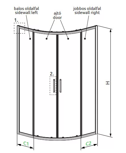 Zuhanykabin, Radaway Premium Pro PDD íves zuhanykabin 80Bx90J
