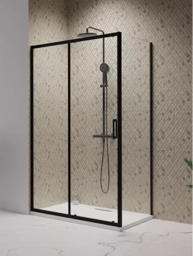 Zuhanykabin, Radaway Premium Pro Black KDJ szögletes fekete zuhanykabin 100x70 átlátszó balos