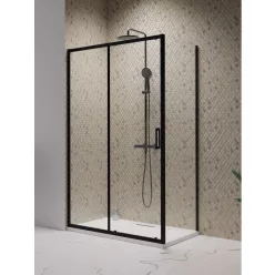   Zuhanykabin, Radaway Premium Pro Black KDJ szögletes fekete zuhanykabin 130x70 átlátszó balos