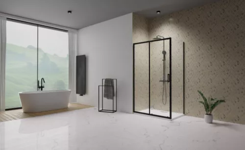 Zuhanykabin, Radaway Premium Pro Black KDJ szögletes fekete zuhanykabin 130x70 átlátszó balos