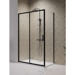   Zuhanykabin, Radaway Premium Pro Black KDJ szögletes fekete zuhanykabin 130x75 átlátszó jobbos