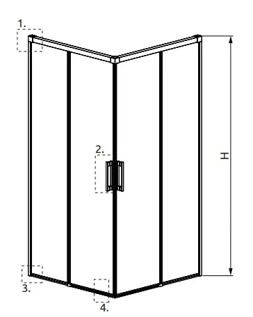 Zuhanykabin, Radaway Idea White KDD szögletes fehér zuhanykabin 90x80 átlátszó
