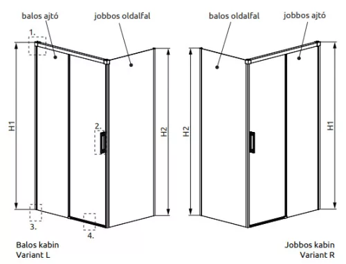 Zuhanykabin, Radaway Idea White KDJ szögletes fehér zuhanykabin 110x80 átlátszó jobbos