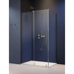   Zuhanykabin, Radaway Furo Brushed Gold KDJ szögletes zuhanykabin 90x75 jobbos átlátszó