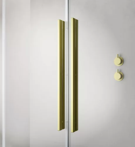 Zuhanykabin, Radaway Furo Brushed Gold KDJ szögletes zuhanykabin 110x75 balos átlátszó