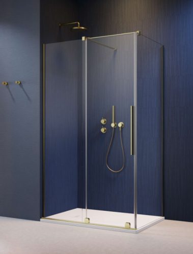 Zuhanykabin, Radaway Furo Brushed Gold KDJ szögletes zuhanykabin 130x100 jobbos átlátszó