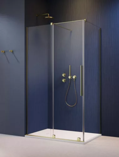 Zuhanykabin, Radaway Furo Brushed Gold KDJ szögletes zuhanykabin 160x110 balos átlátszó