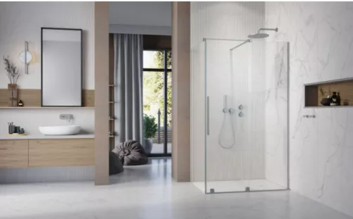 Zuhanykabin, Radaway Furo Brushed Nickel KDJ szögletes zuhanykabin 140x80 átlátszó balos