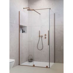   Zuhanykabin, Radaway Furo Brushed Copper KDJ szögletes zuhanykabin 90x80 átlátszó balos